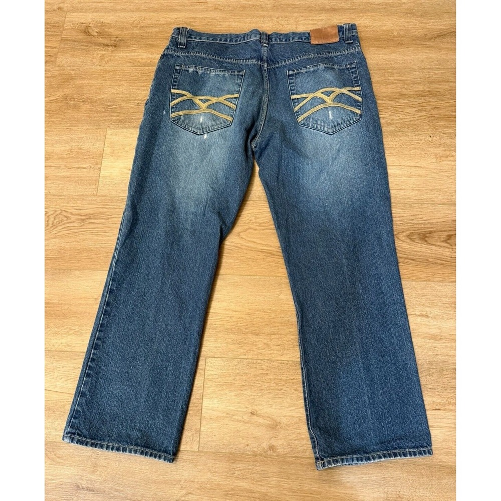 96 NORTH 96N Men's 38 x 30 Distressed Slim Straight Leg Denim Jeans - Picture 2 of 6